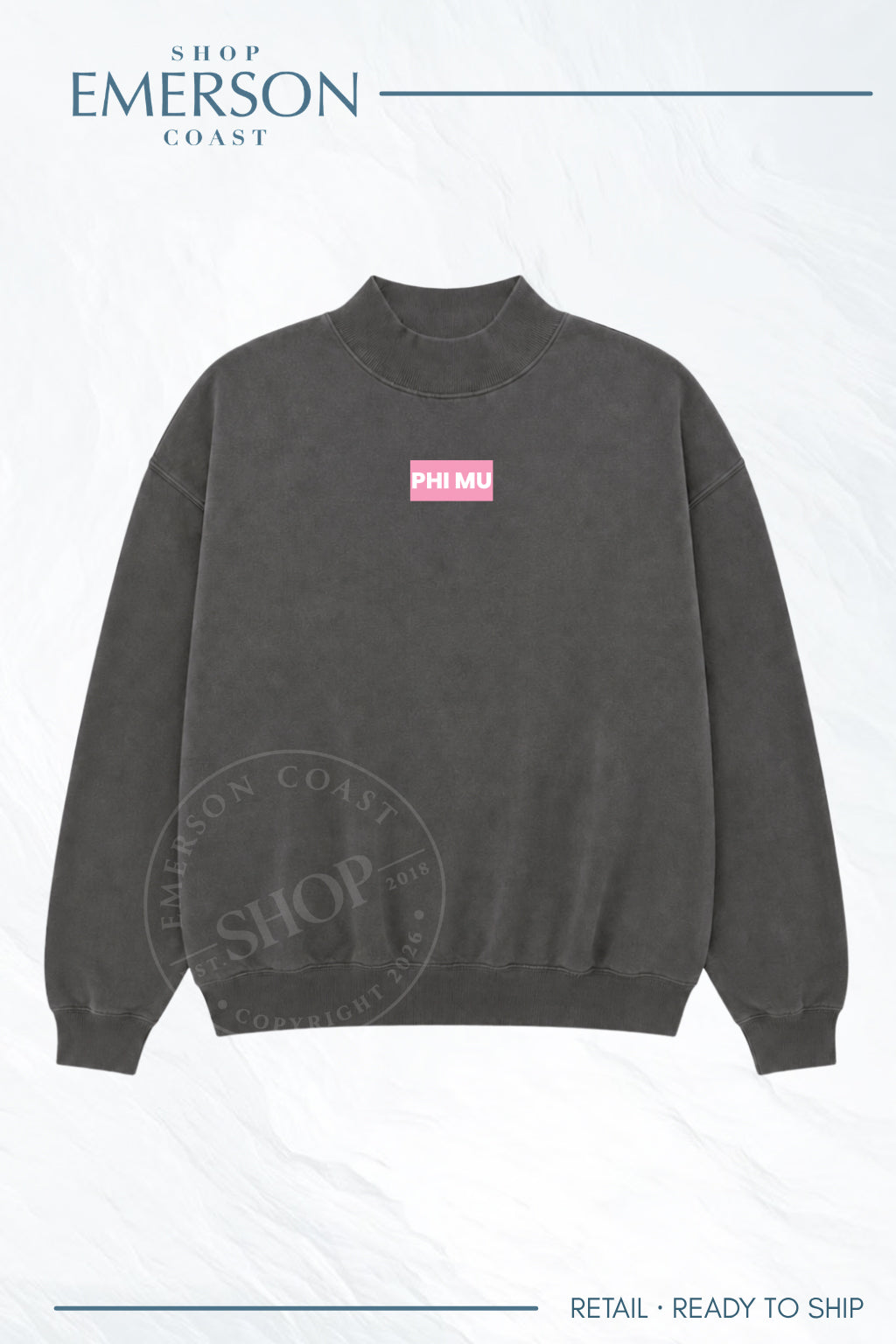 Phi Mu Patch Smoke Mockneck