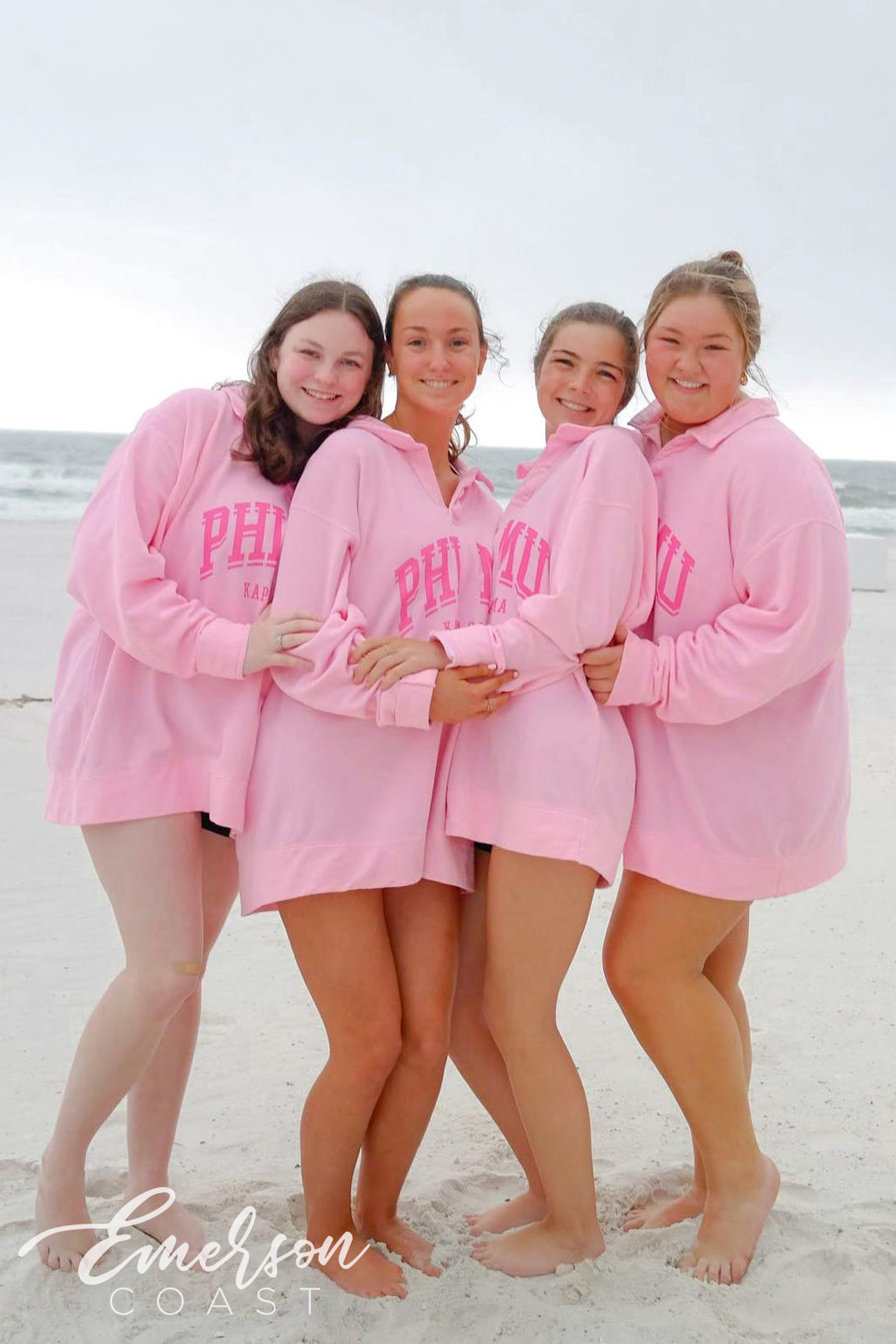 Phi Mu Pink Collared Crew Pullover