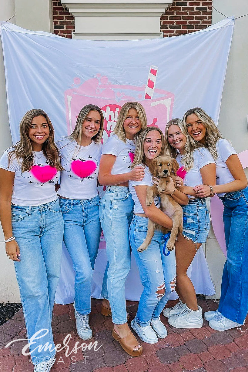 Phi Mu Milkshakes for Miracles Baby Tee
