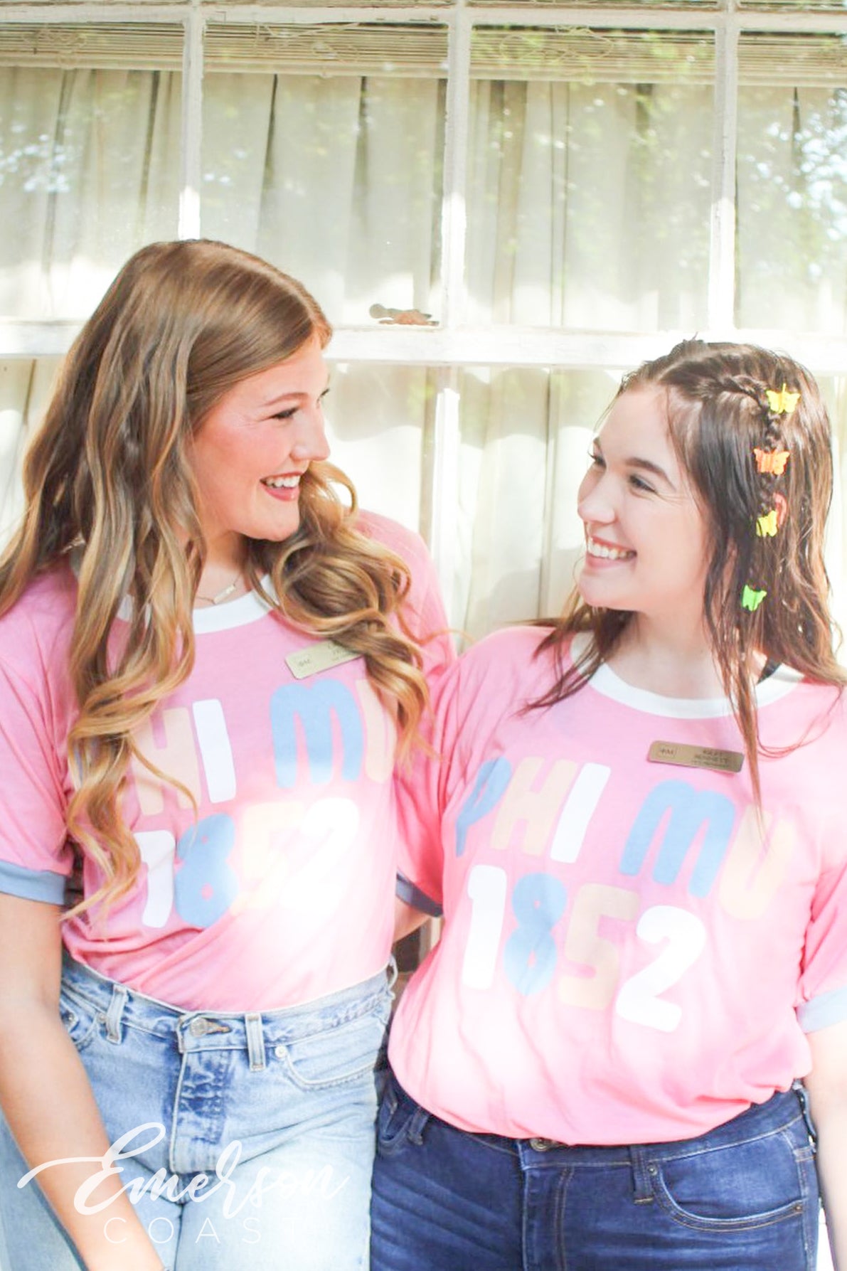 Phi Mu Pink Pastel Colorblock Ringer Tee