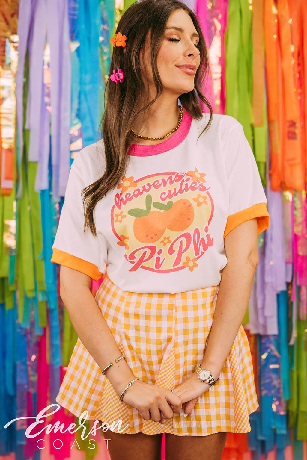 Pi Phi Heaven's Cuties Bid Day Colorblock Ringer