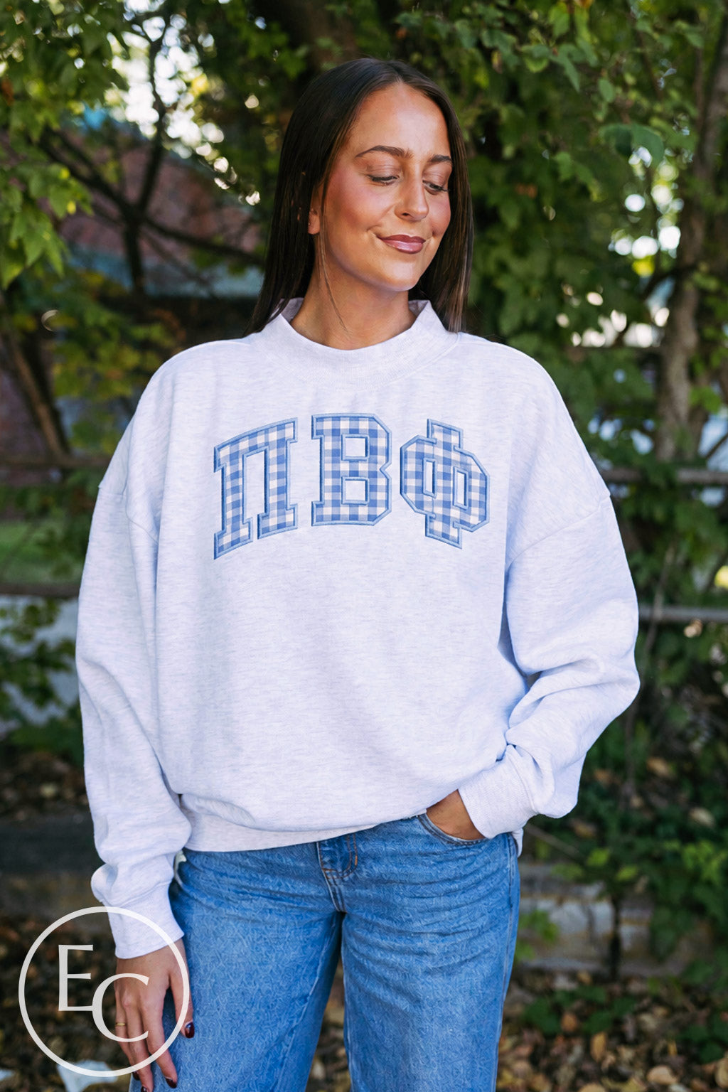 Pi Beta Phi Ash Gray Mockneck