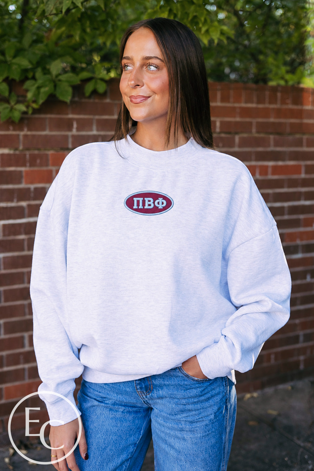 Pi Beta Phi Embroidered Oval Patch Mockneck