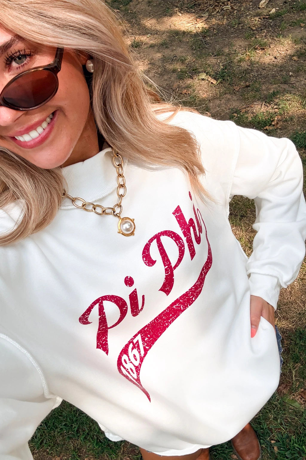 Pi Beta Phi White Reversible Mockneck