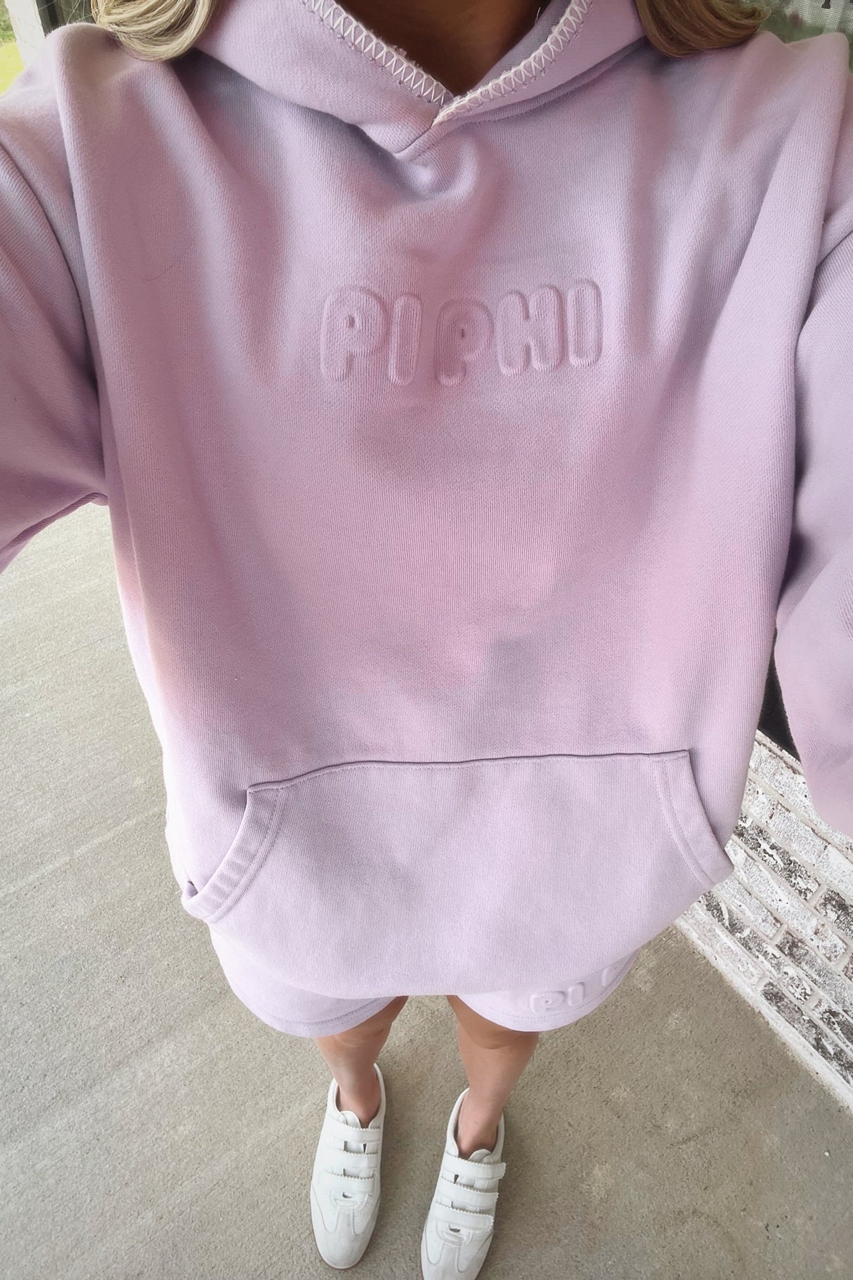 Pi Phi Embossed Lilac Hoodie and Shorts Set