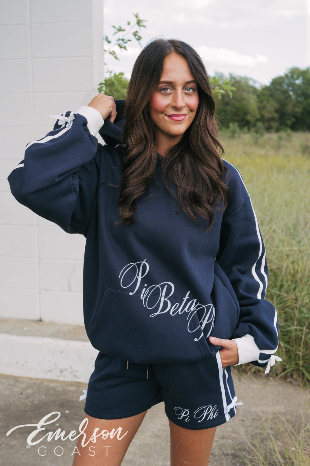 Pi Beta Phi Navy Sideline Bow Set