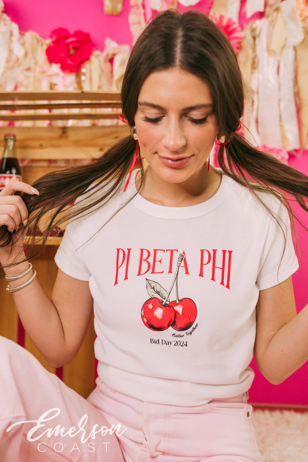 Pi Phi Better Together Cherry Bid Day Baby Tee