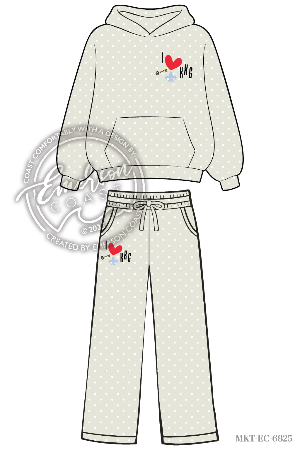 Kappa Cream Polka Dot Hoodie and Pants Set