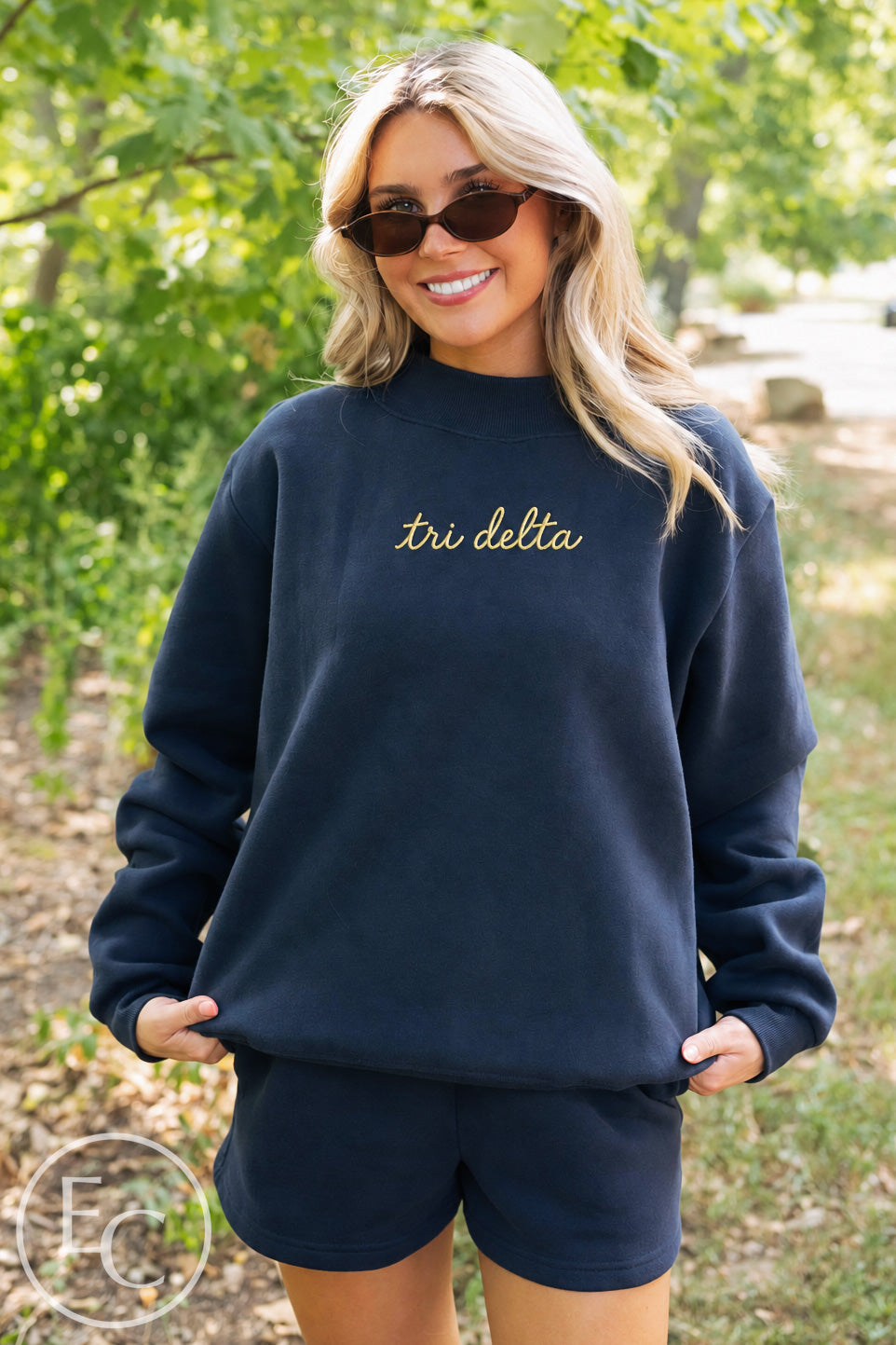 Tri Delta Center Chest Embroidery Navy