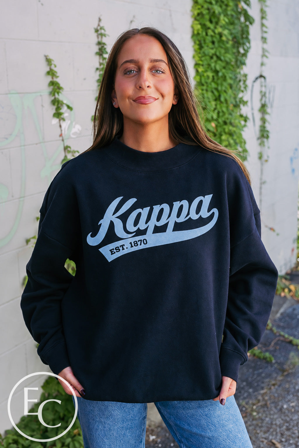 Kappa Kappa Gamma Est 1870 Light Blue Screenprint Mockneck