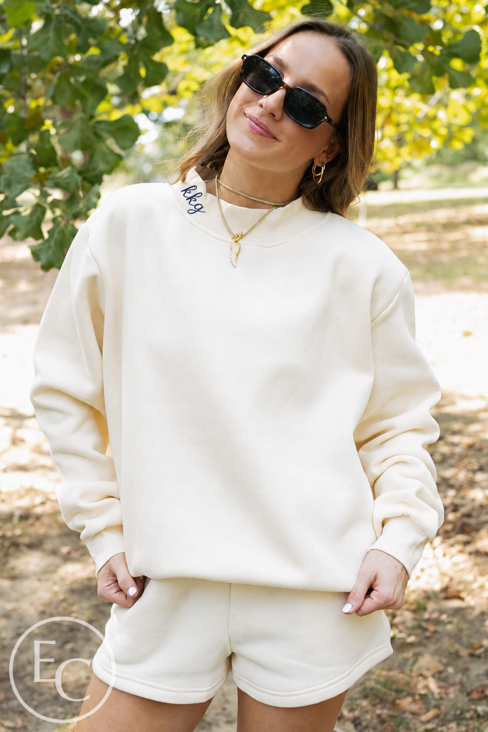 Kappa Kappa Gamma Collar Embroidery Cream