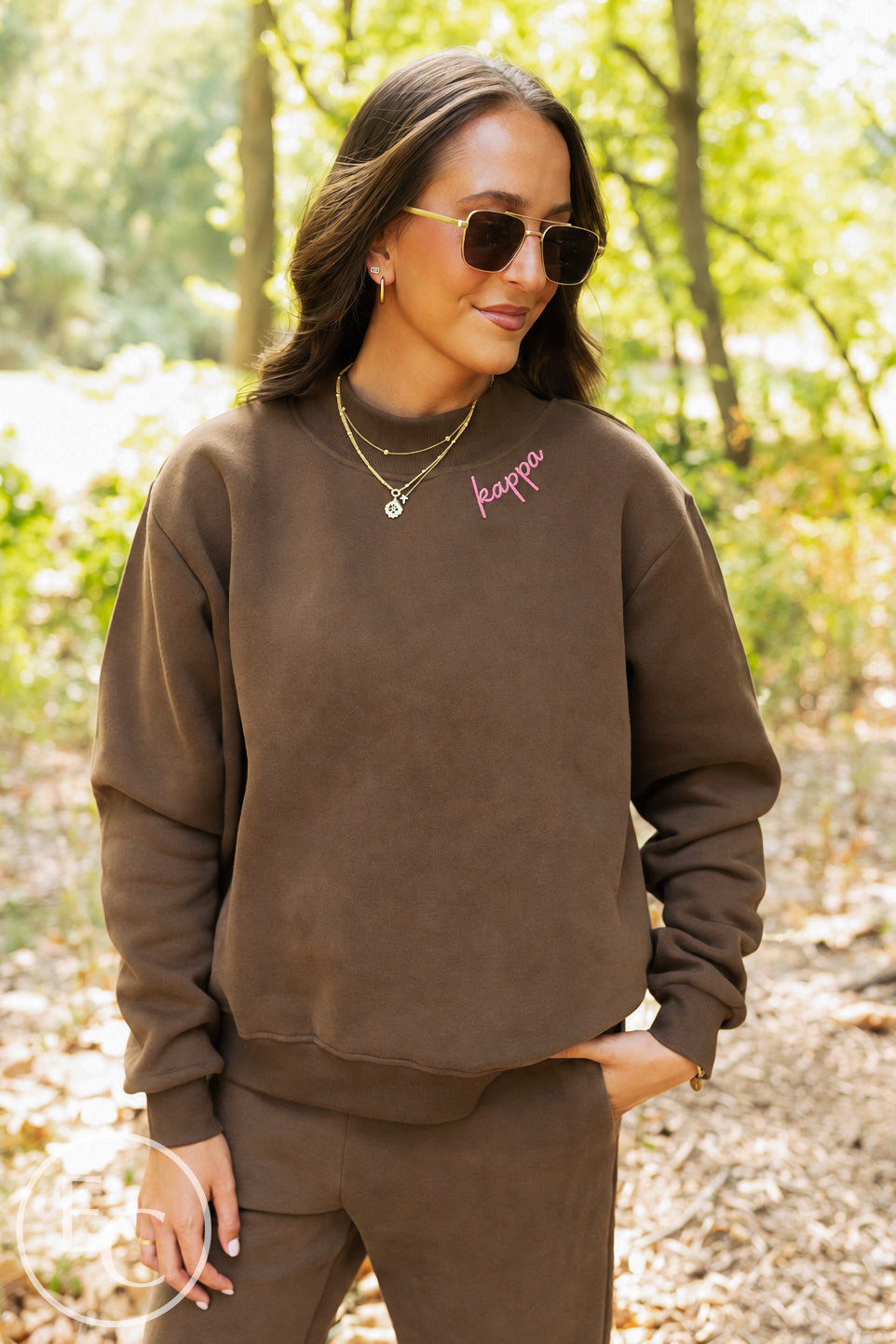 Kappa Kappa Gamma Collar Embroidery Chocolate