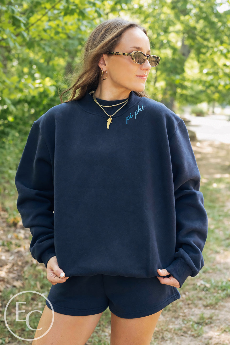 Pi Beta Phi Collar Embroidery Navy