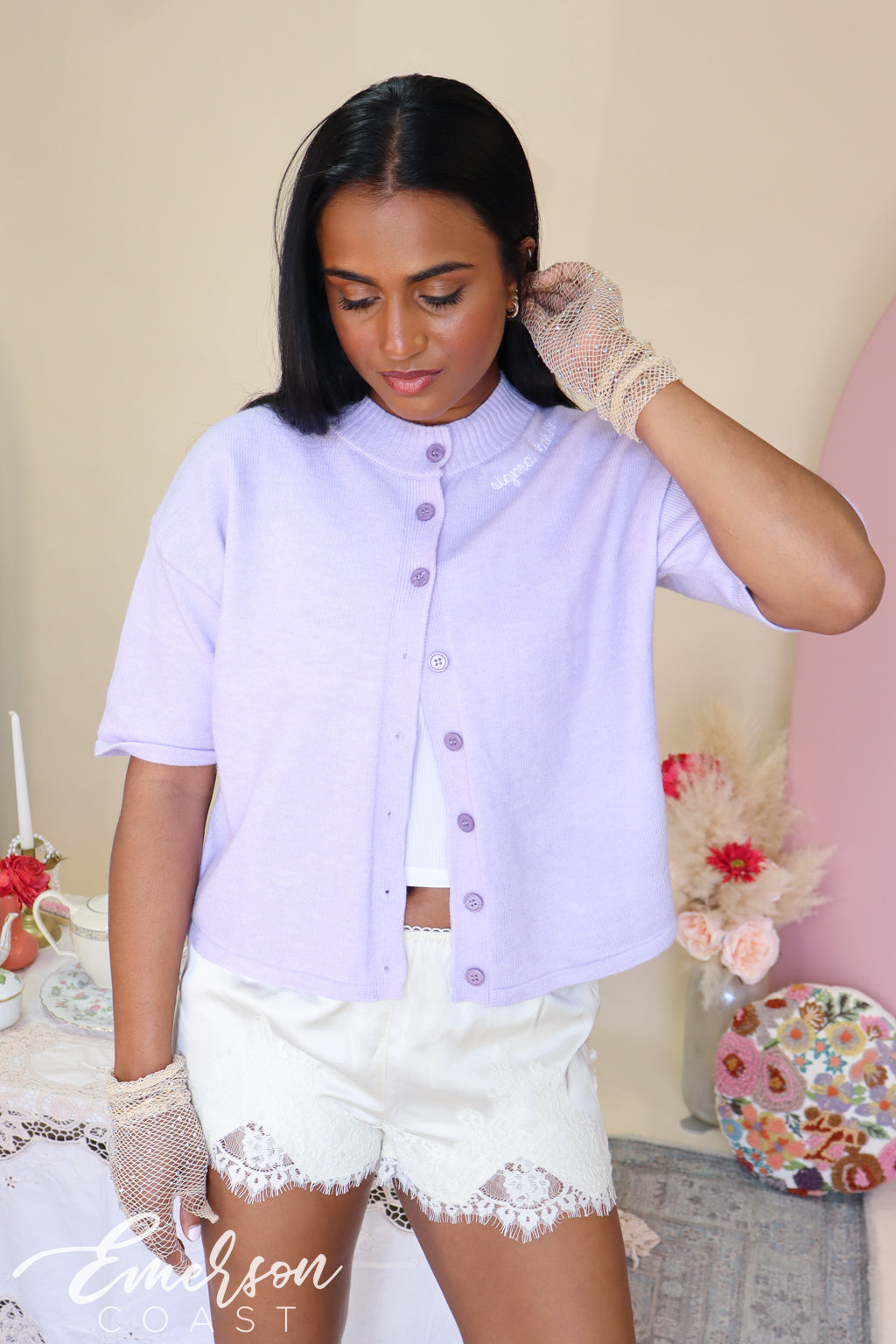 Sigma Kappa Lavender Short Sleeve Cardigan