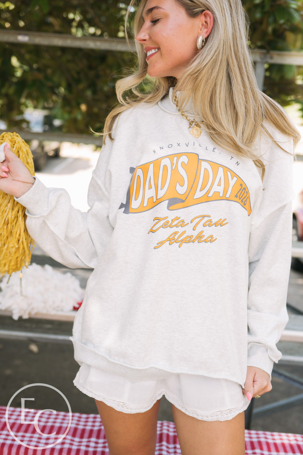 Zeta Tau Alpha Dad's Day Gray Reversible Mockneck