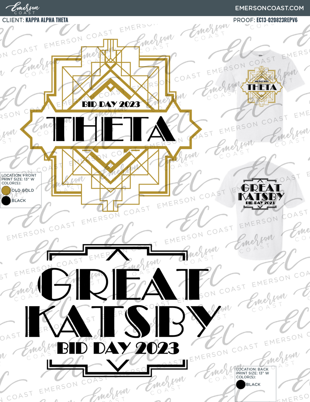 Kappa Alpha Theta Great Katsby Bid Day Tee