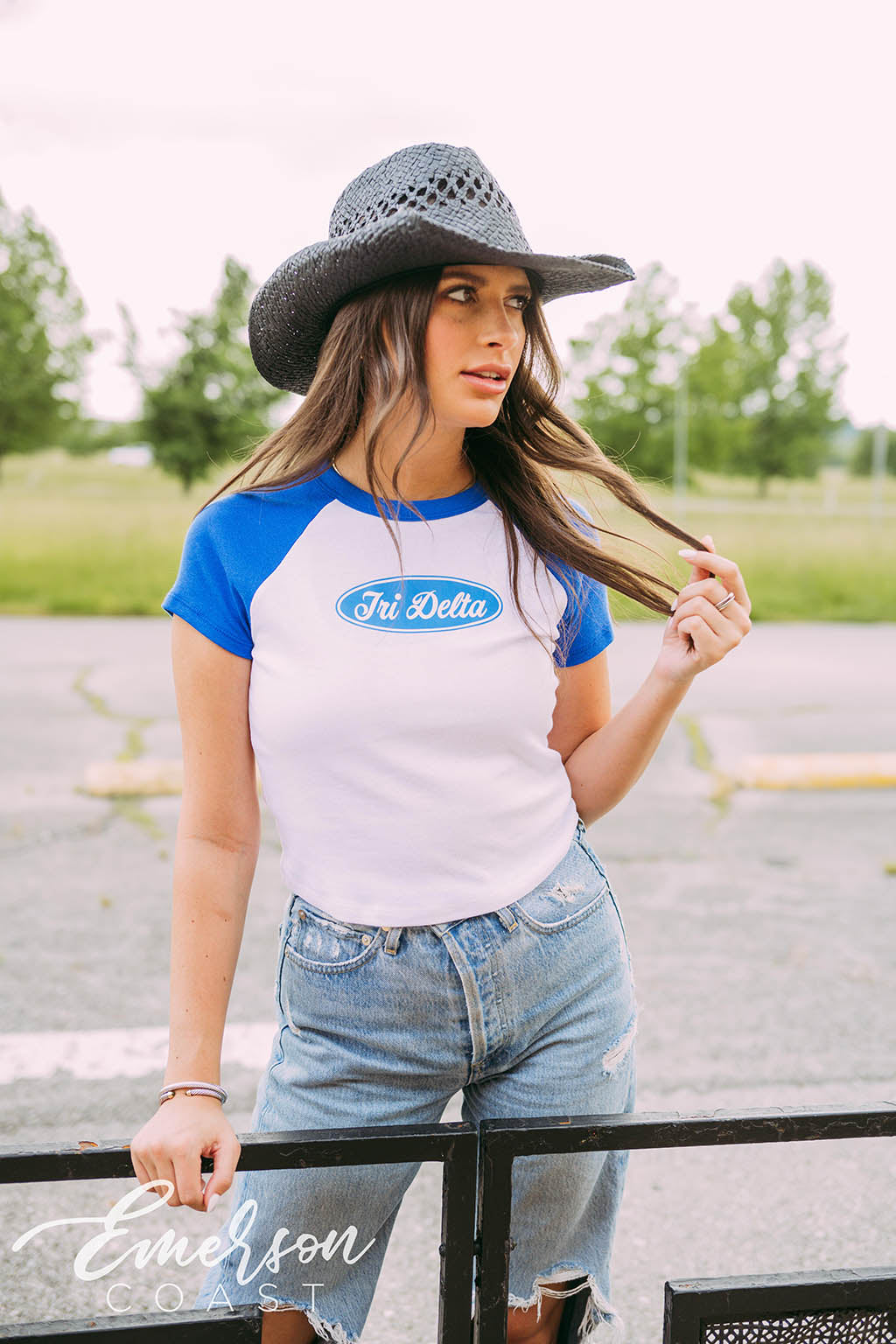 Tri Delta Built Tough Raglan Baby Tee