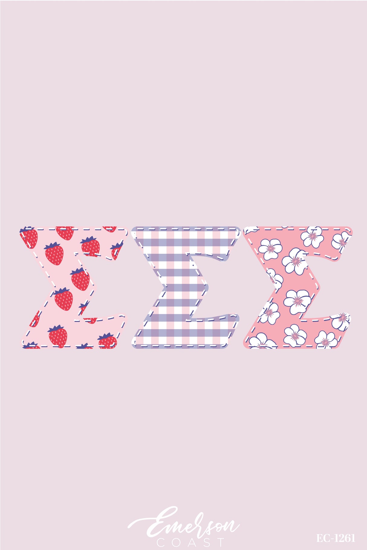 Sigma Sigma Sigma Strawberry and Floral Patchwork Letters Tshirt