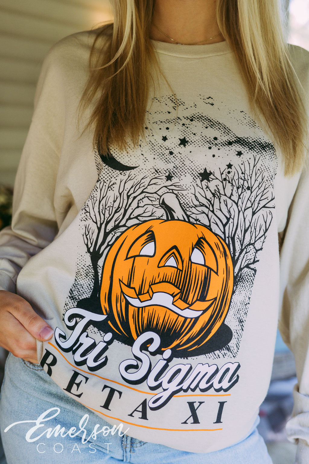 Tri Sigma Jack-O-Lantern Sand Crewneck