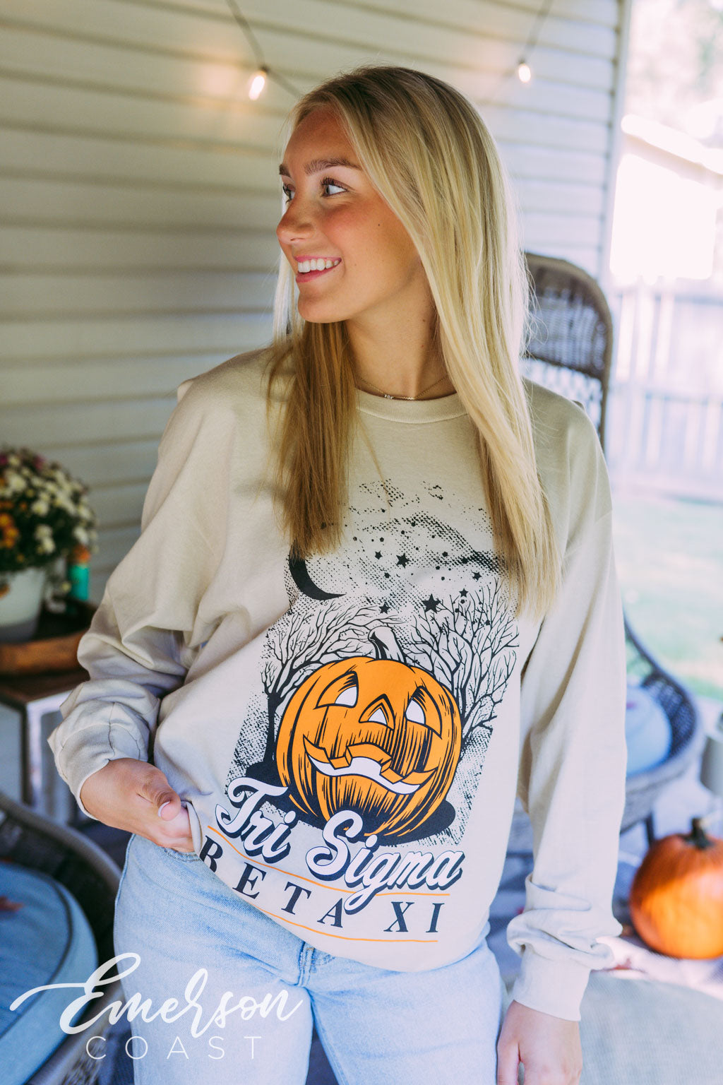 Tri Sigma Jack-O-Lantern Sand Crewneck