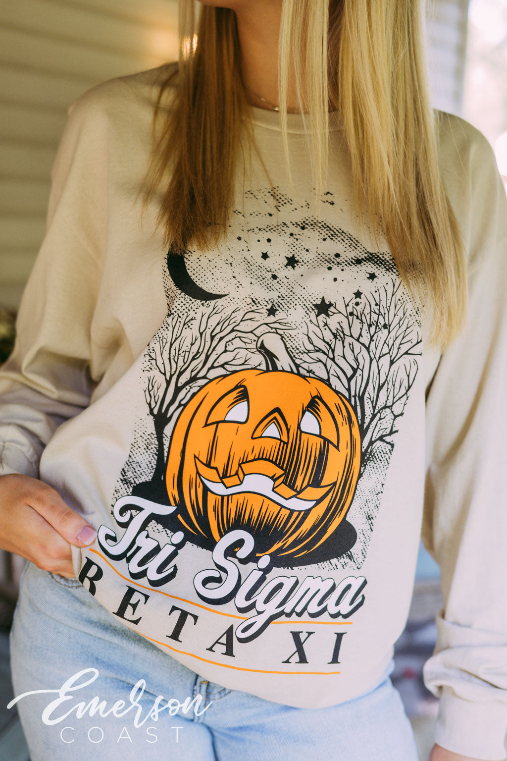 Tri Sigma Jack-O-Lantern Sand Crewneck