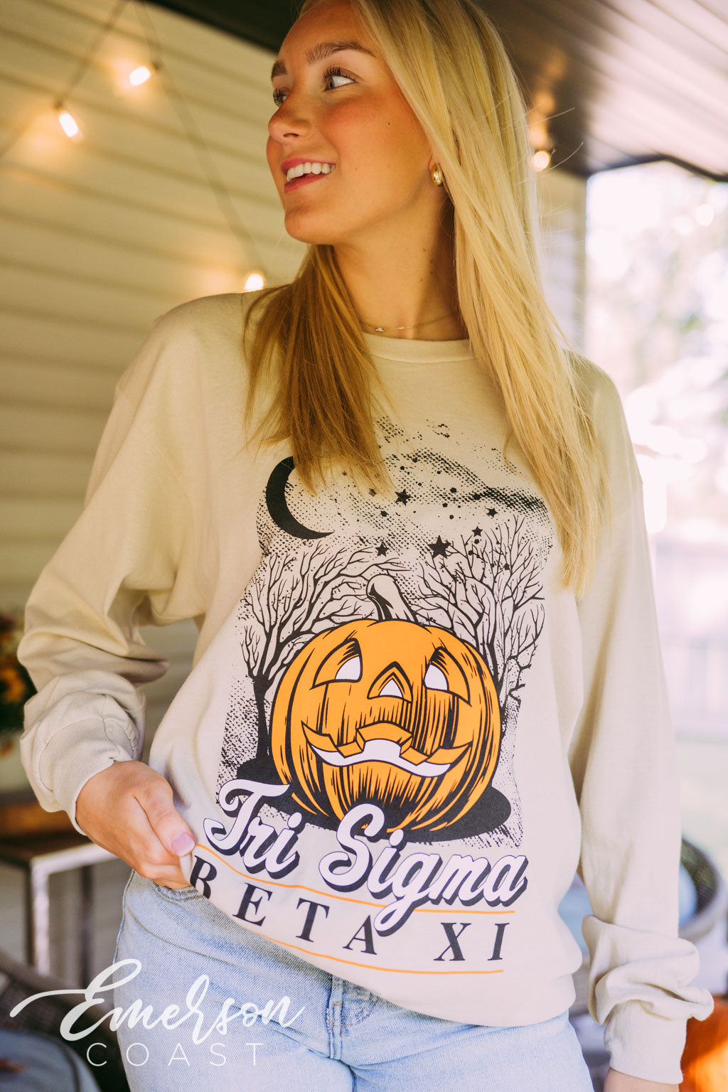 Tri Sigma Jack-O-Lantern Sand Crewneck