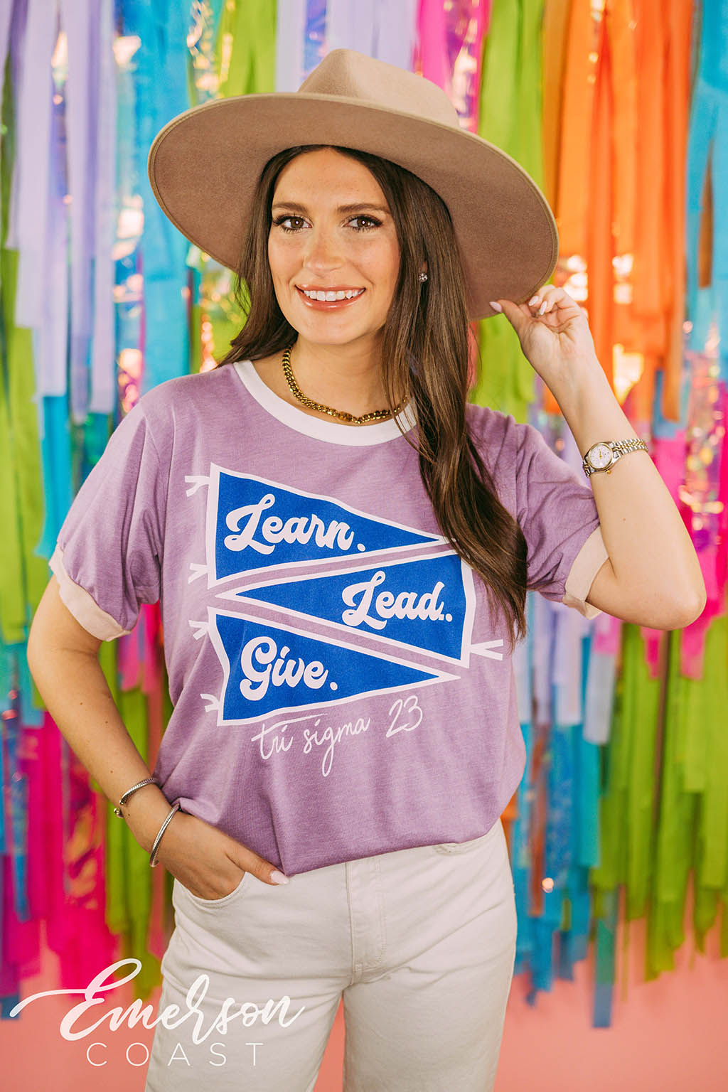 Tri Sigma Learn Lead Give Colorblock Ringer