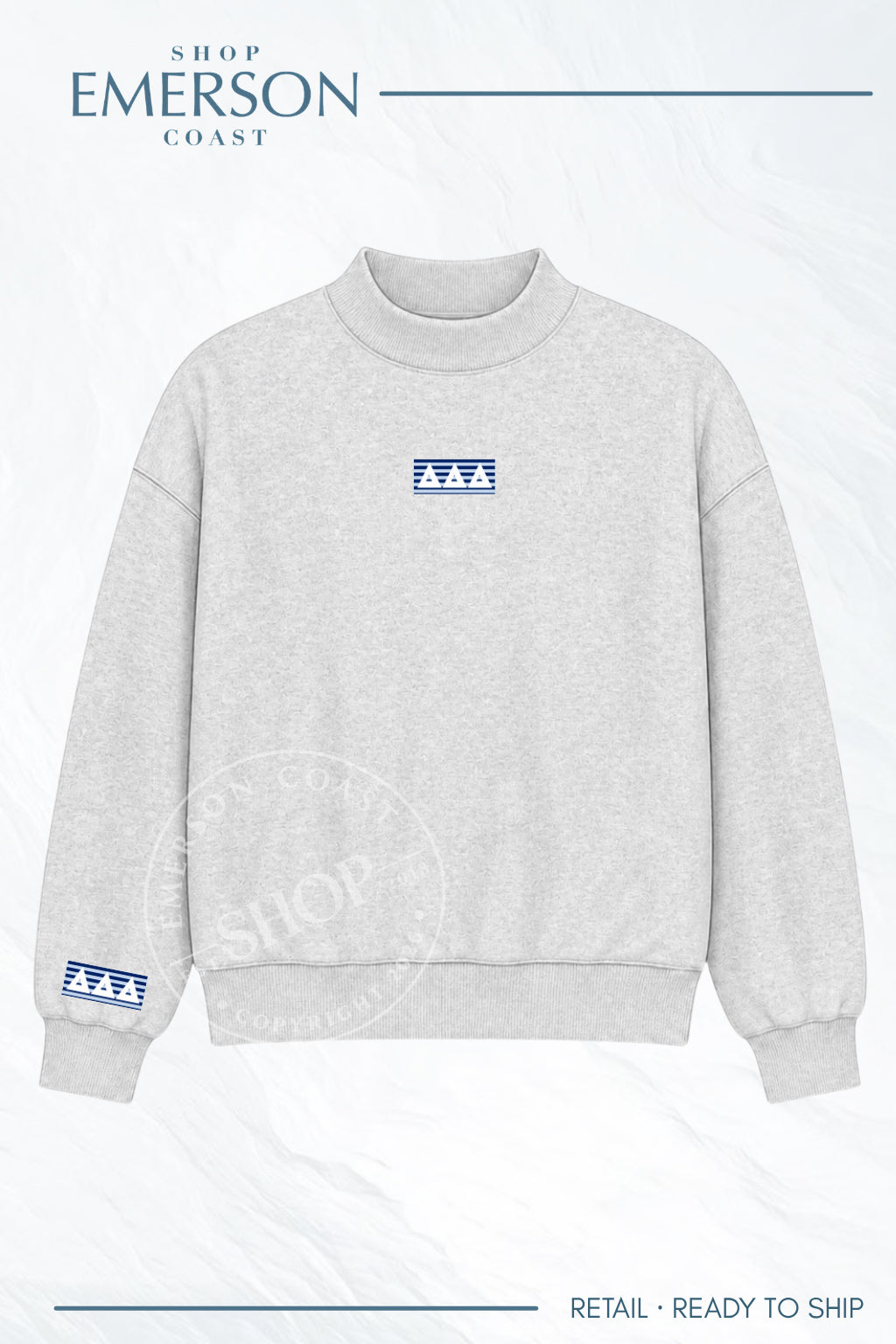 Tri Delta Striped Patch Light Gray Mockneck