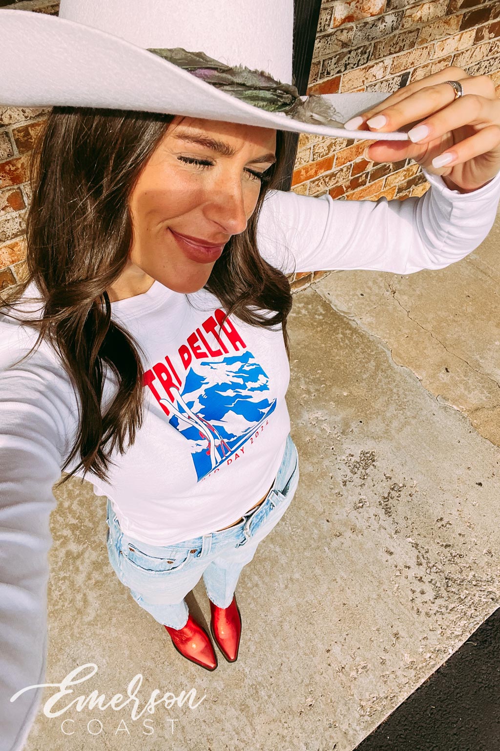 Tri Delta Apres Ski Bid Day Long Sleeve Baby Tee