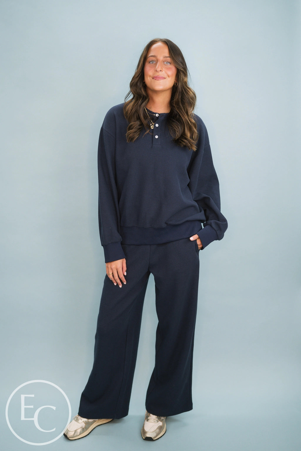 Emerson Coast Waffle Knit Henley Sweatshirt & Pants Set