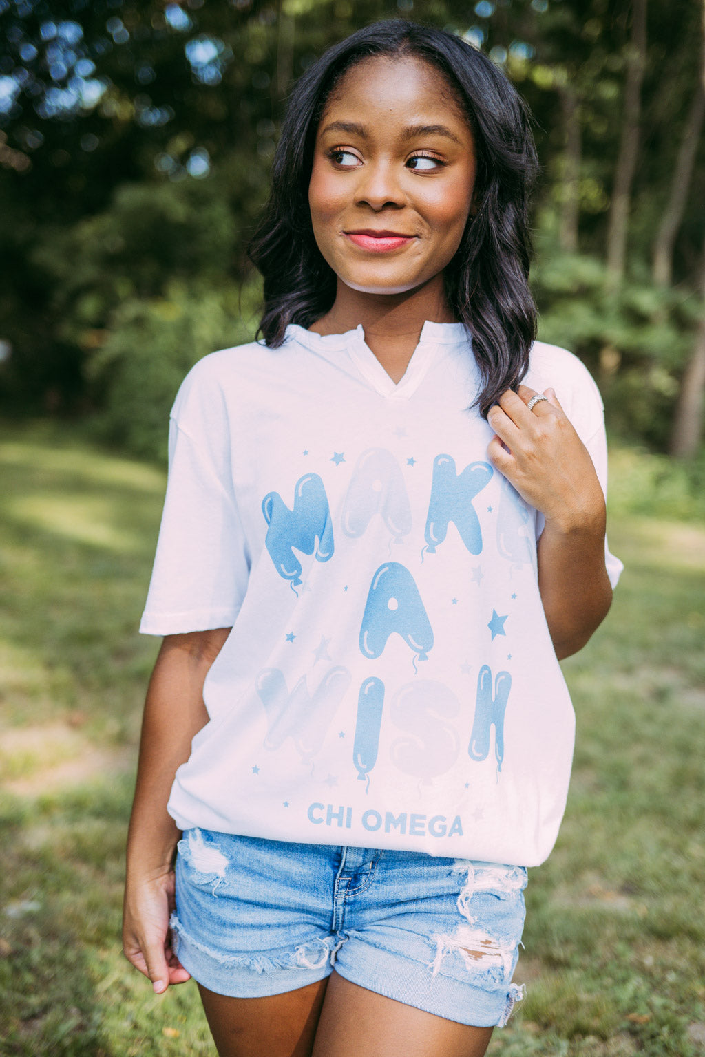 Chi Omega Make a Wish Balloon Notch Tshirt