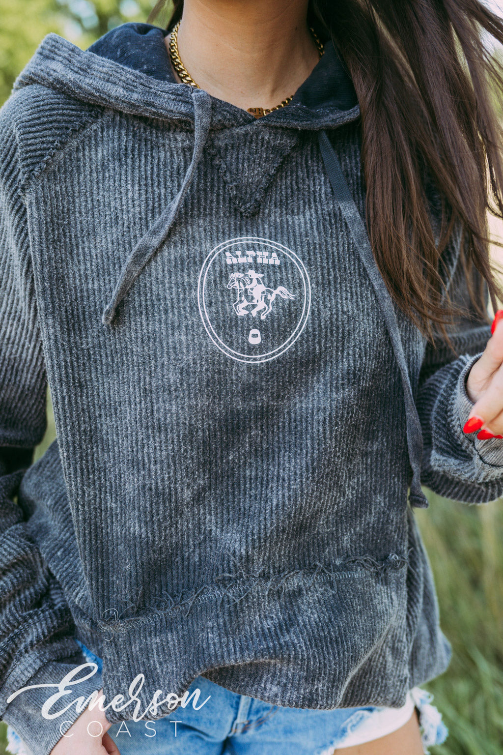 Alpha O Yeehaw Cord Hoodie