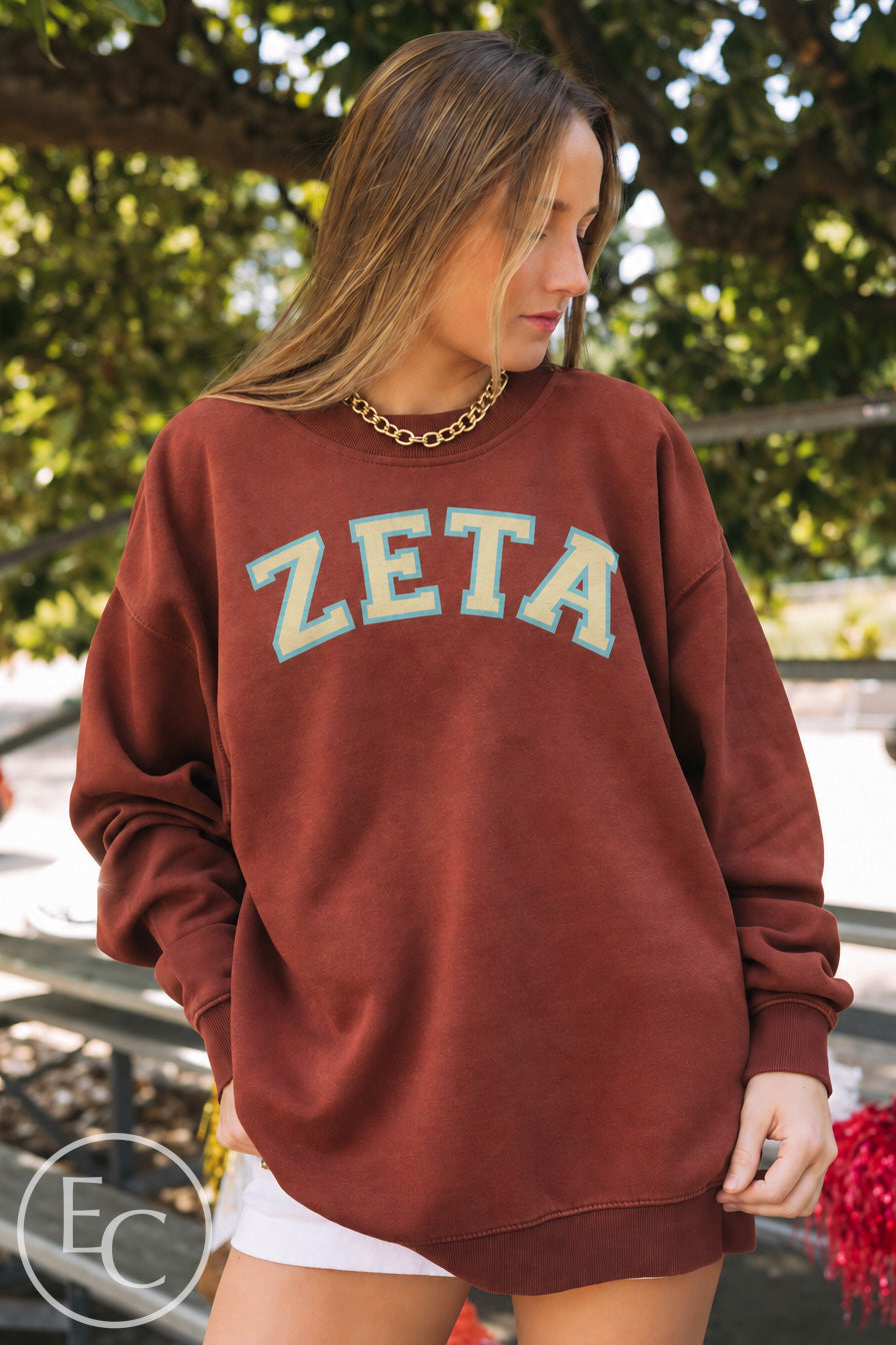 Zeta Tau Alpha PR Dark Maroon Mockneck