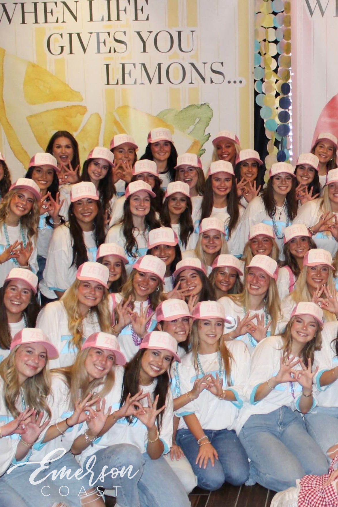 Zeta Tau Alpha White/Pink Bid Day Trucker Hat