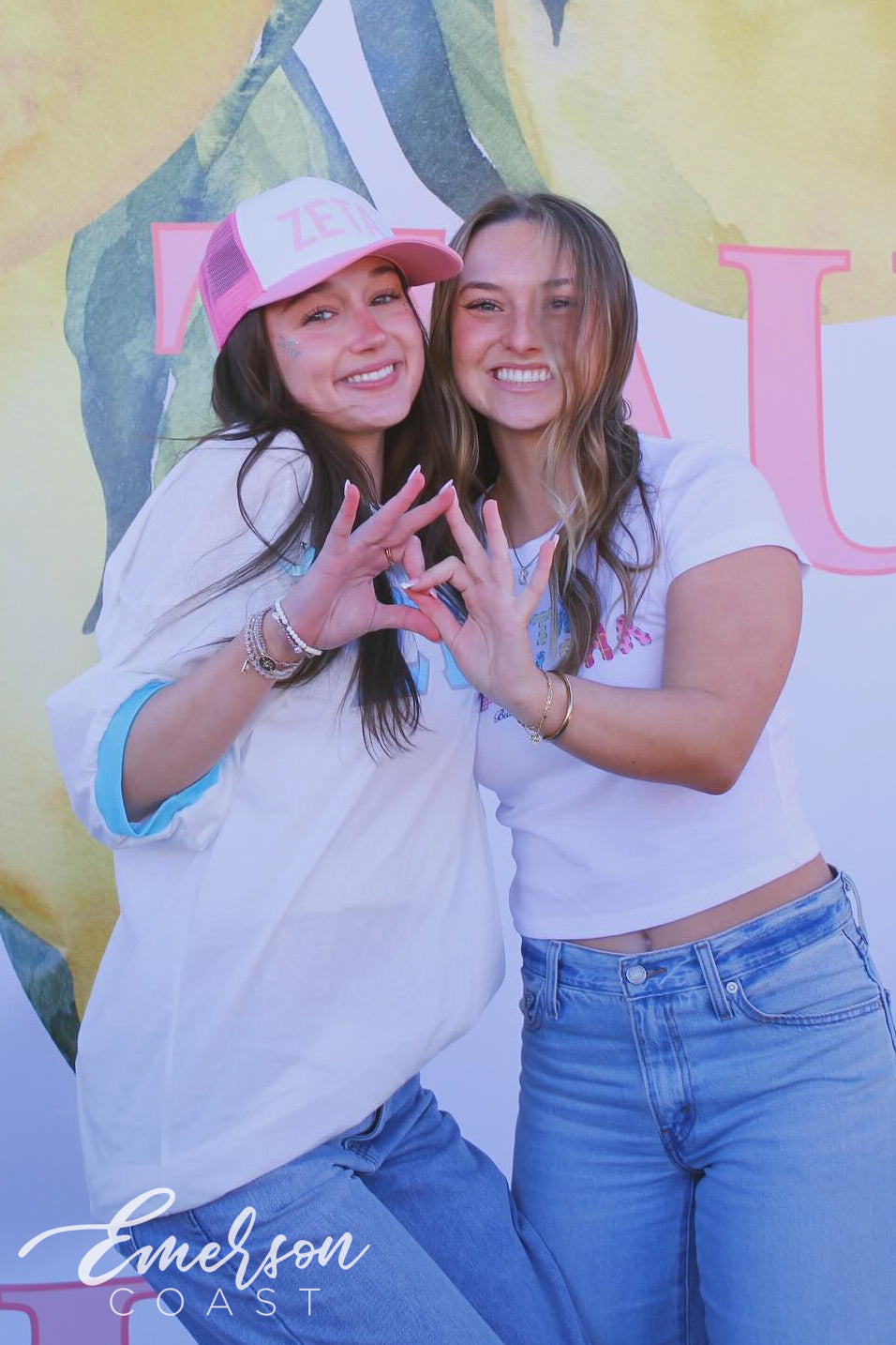 Zeta Tau Alpha White/Pink Bid Day Trucker Hat