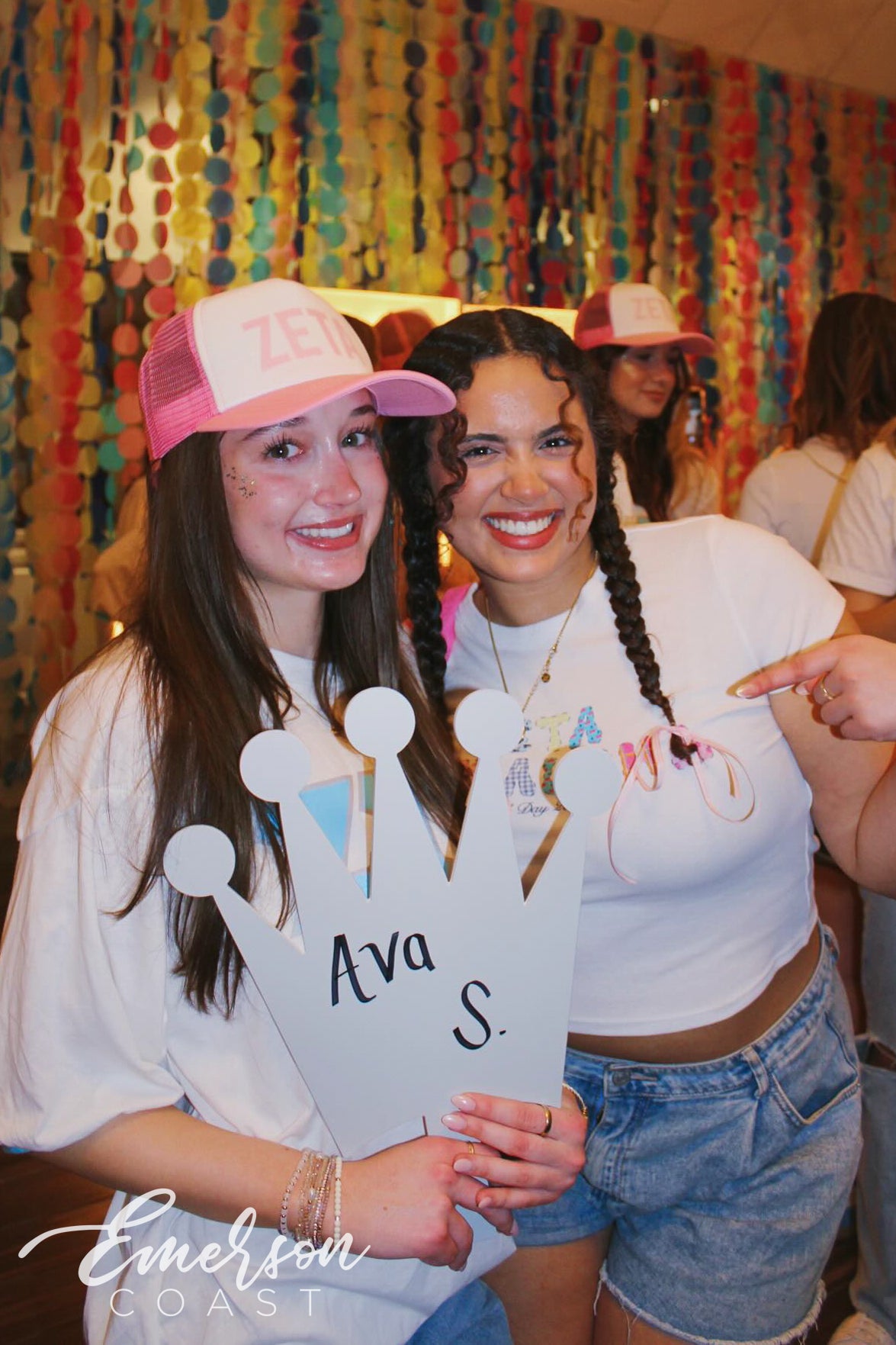 Zeta Tau Alpha White/Pink Bid Day Trucker Hat