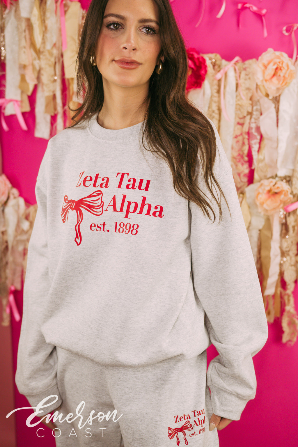 Zeta Tau Alpha Matching Bow Sweat Set