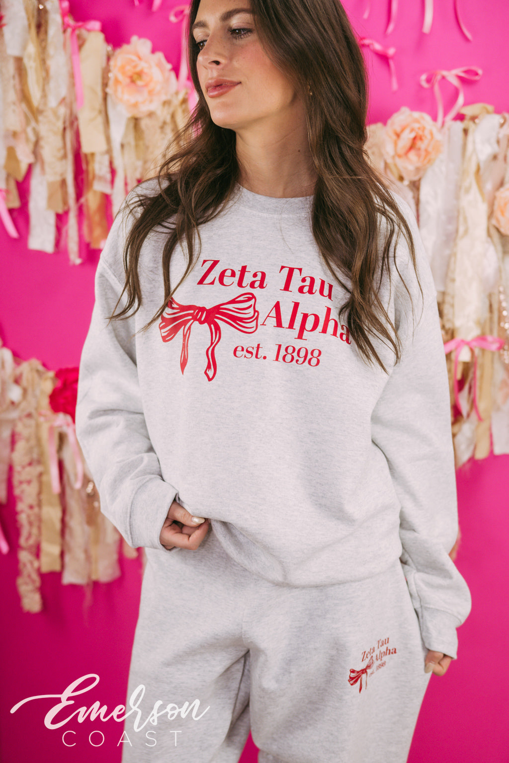 Zeta Tau Alpha Matching Bow Sweat Set