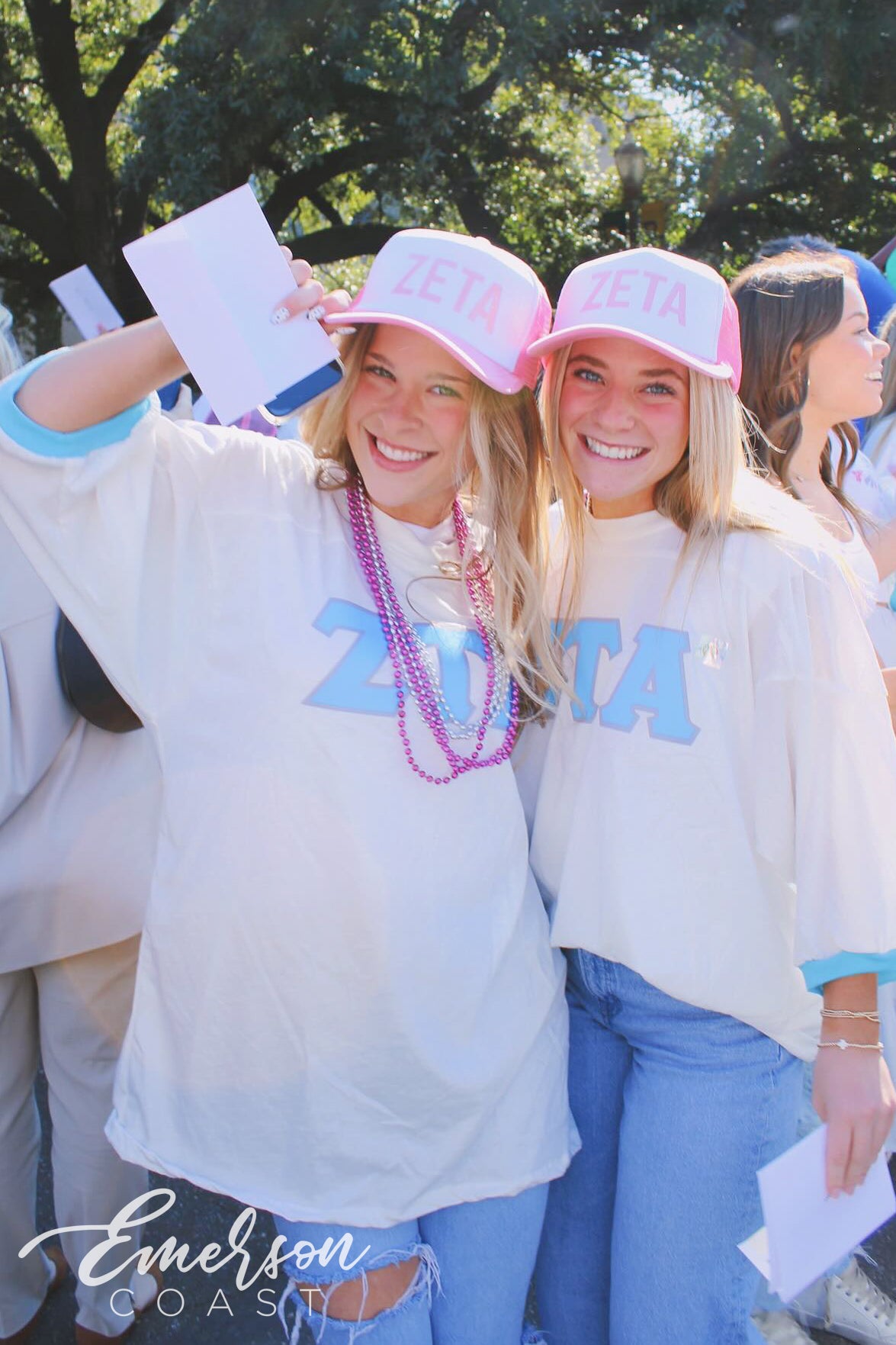 Zeta Tau Alpha White/Pink Bid Day Trucker Hat