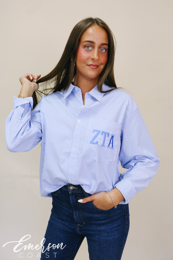 ZTA Blue Striped Button Down Shirt - Emerson Coast