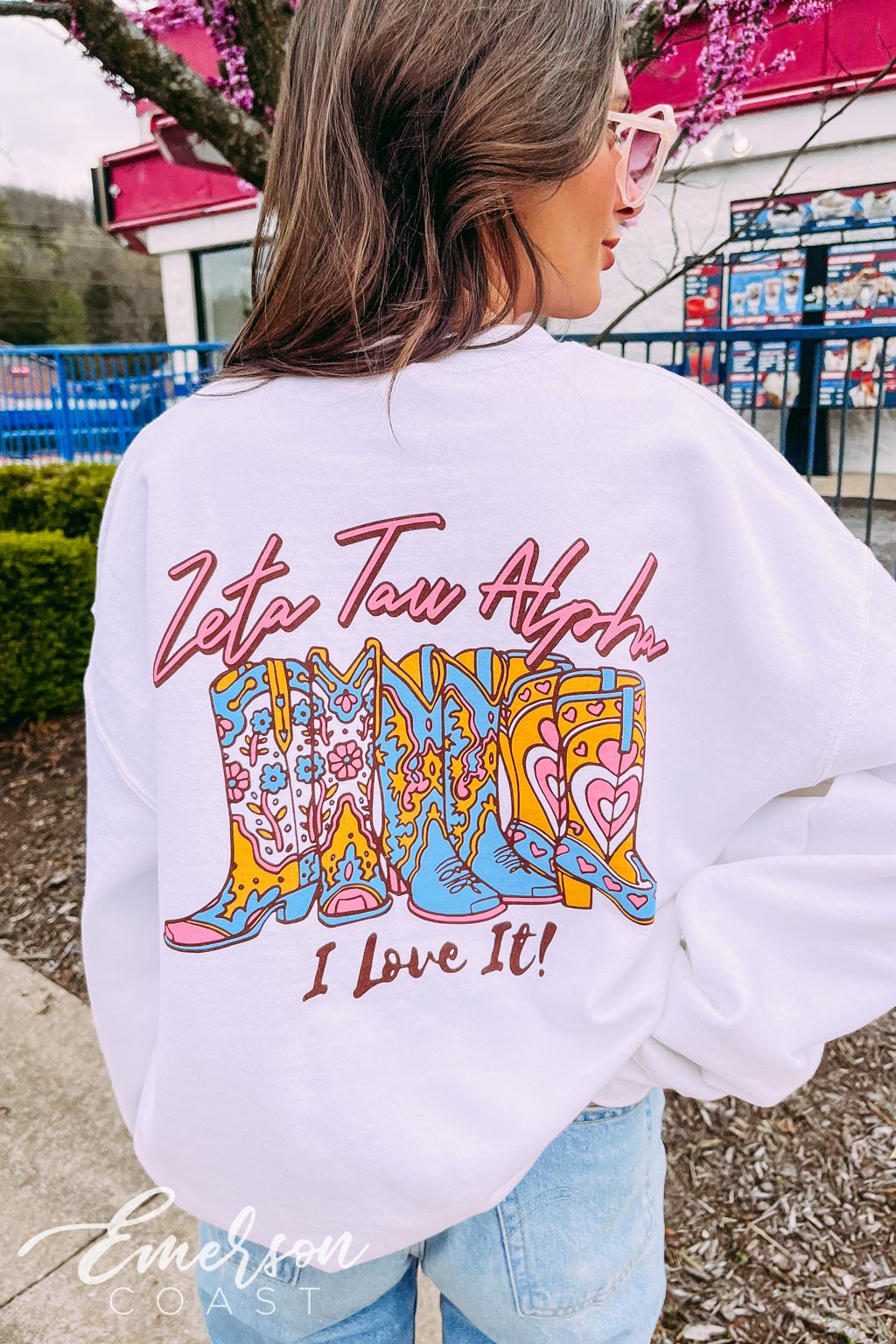 Zeta Tau Alpha I Love It Cowboy Boot Sweatshirt
