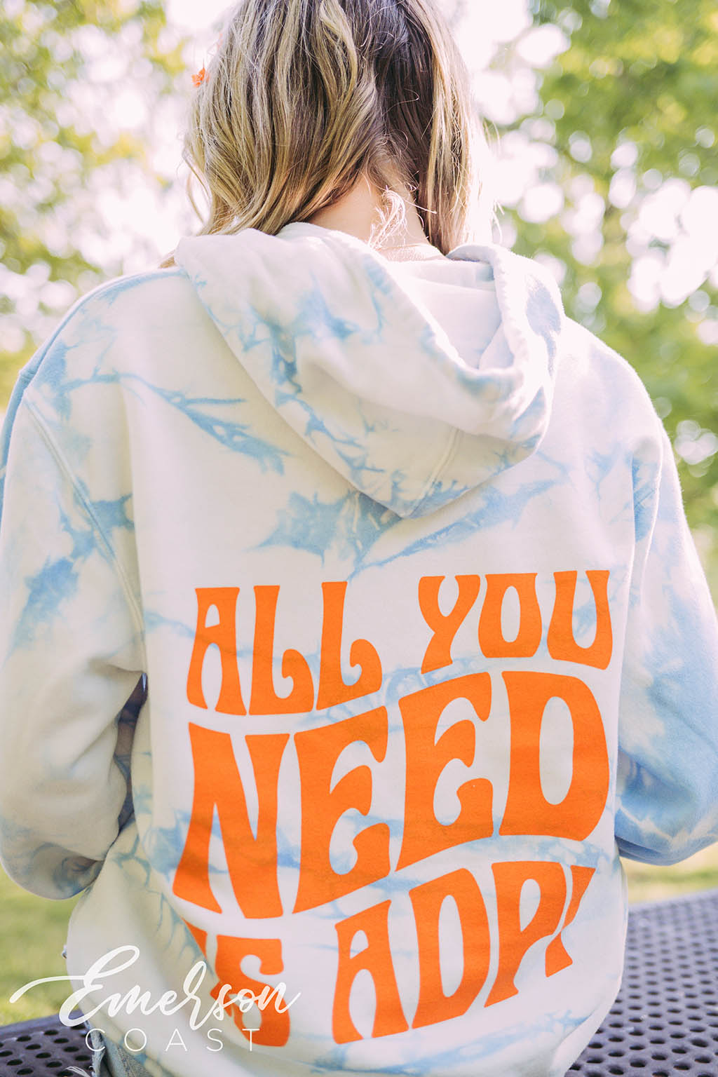 Alpha Delta Pi PR Blue Tie Dye Hoodie
