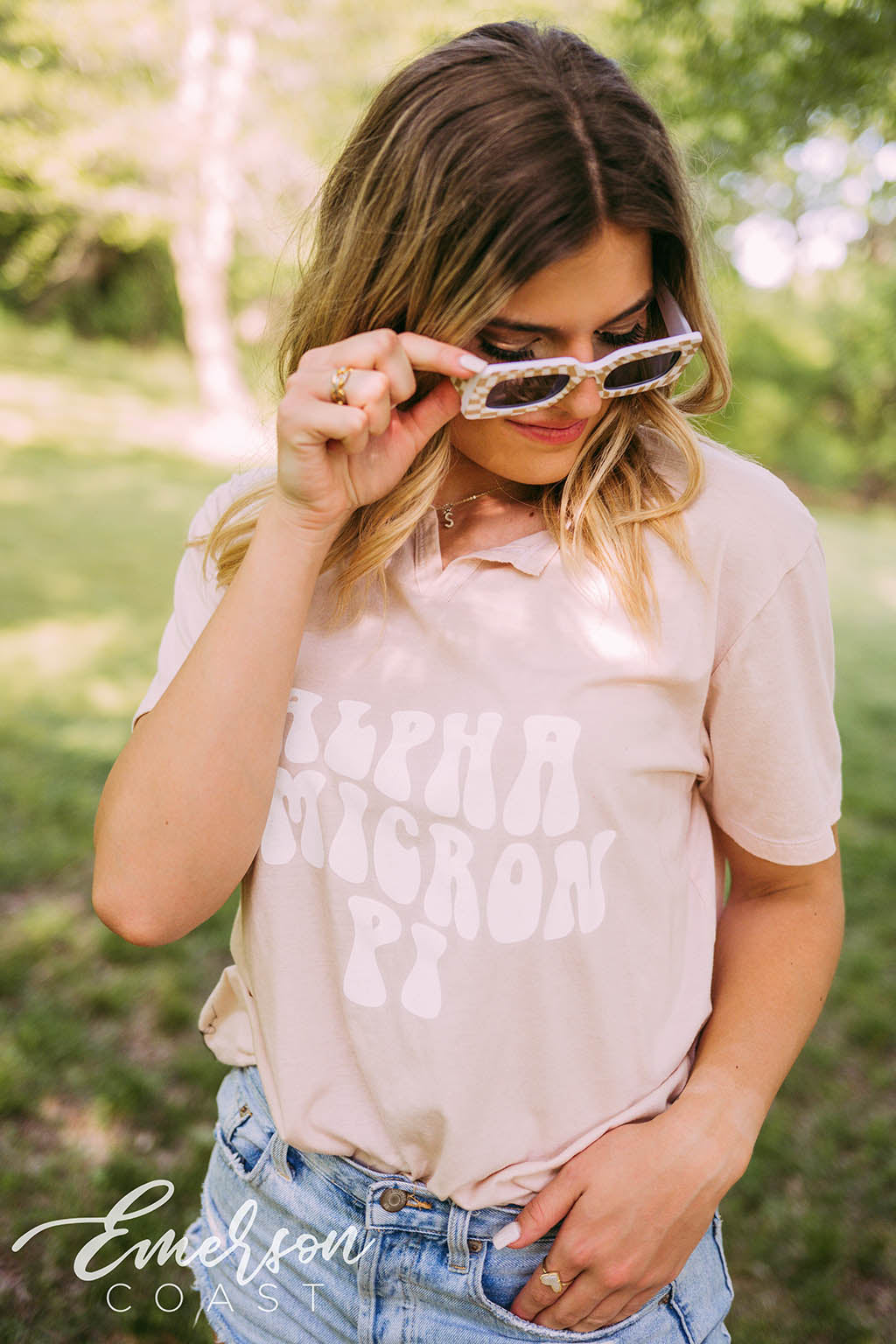 Alpha Omicron Pi PR Pink Notch Tee