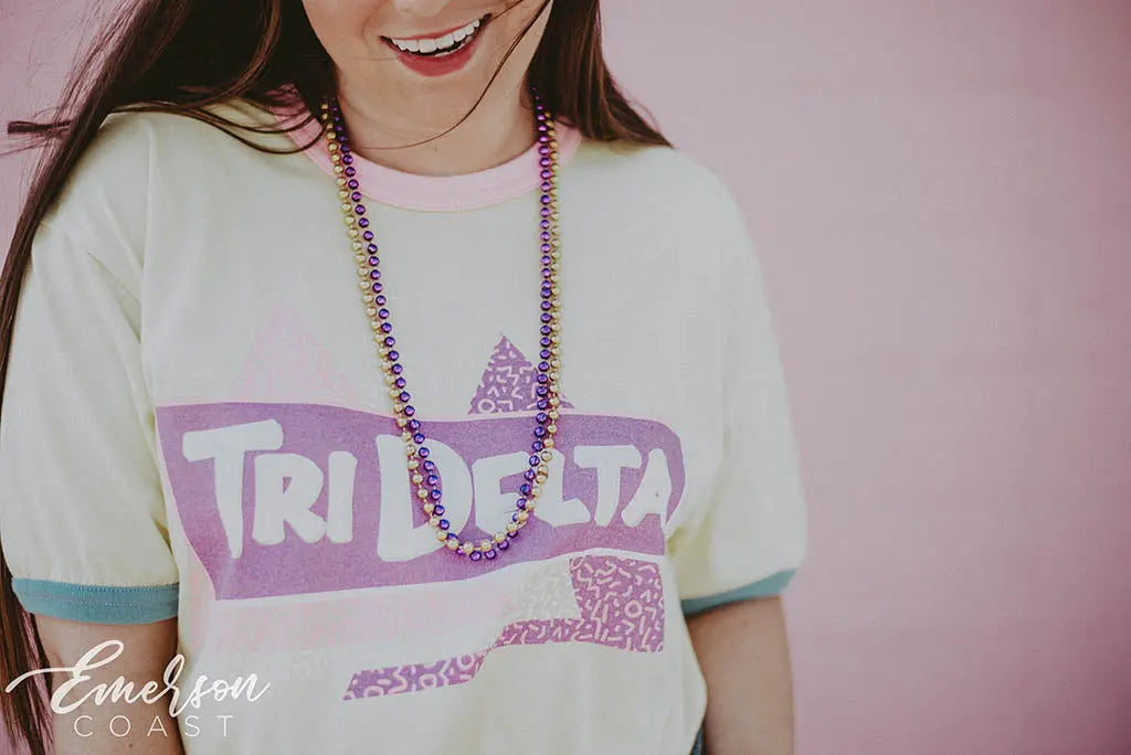 Tri Delta Full House Bid Day Ringer Tee