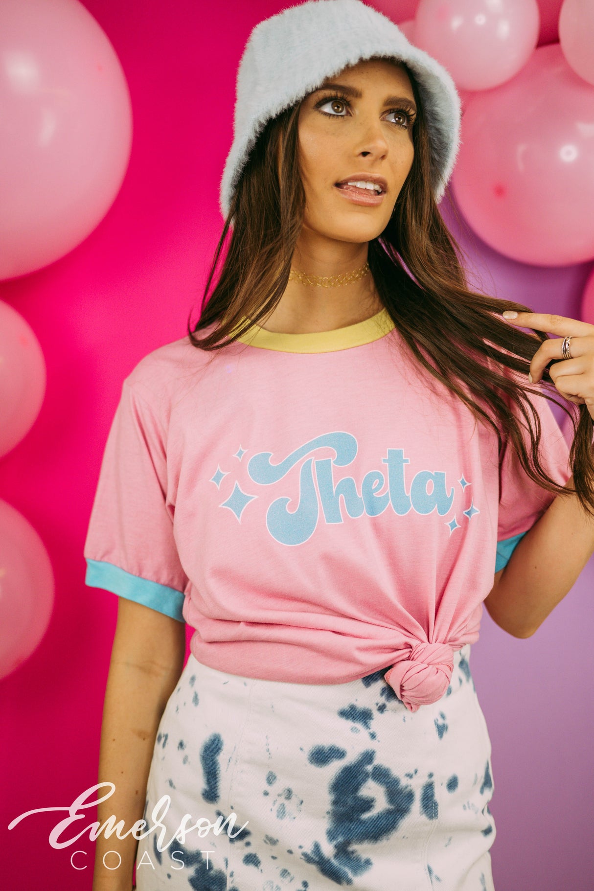 Theta Y2K Bid Day Colorblock Ringer Tee