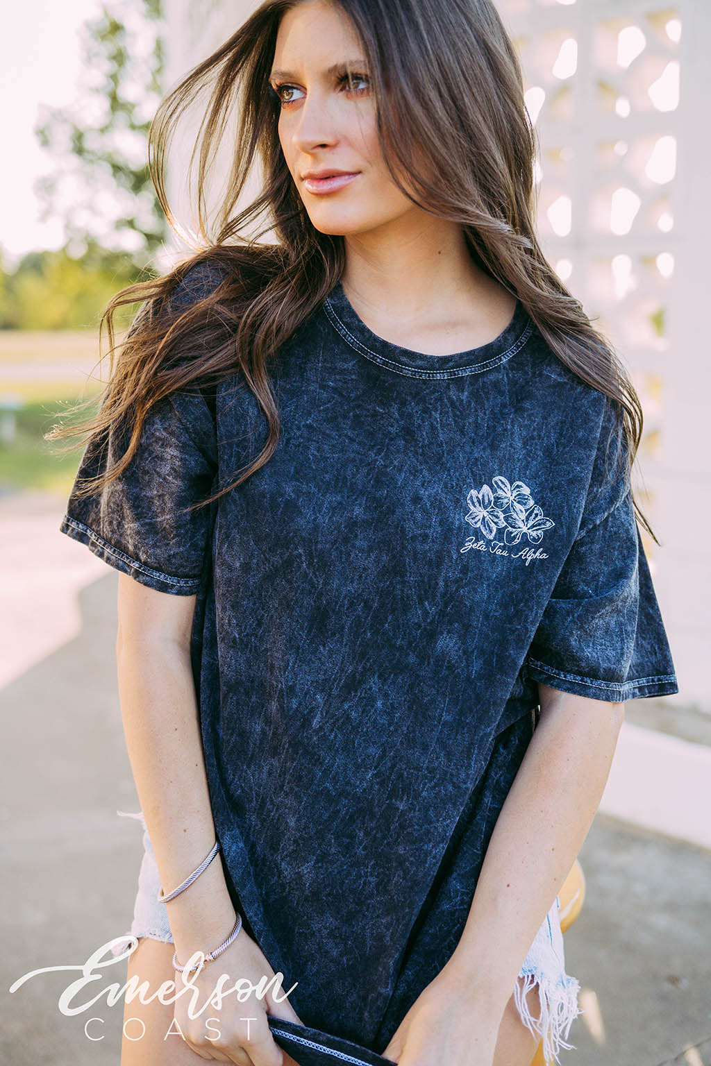 Zeta Tau Alpha PR Floral Mineral Wash Tee