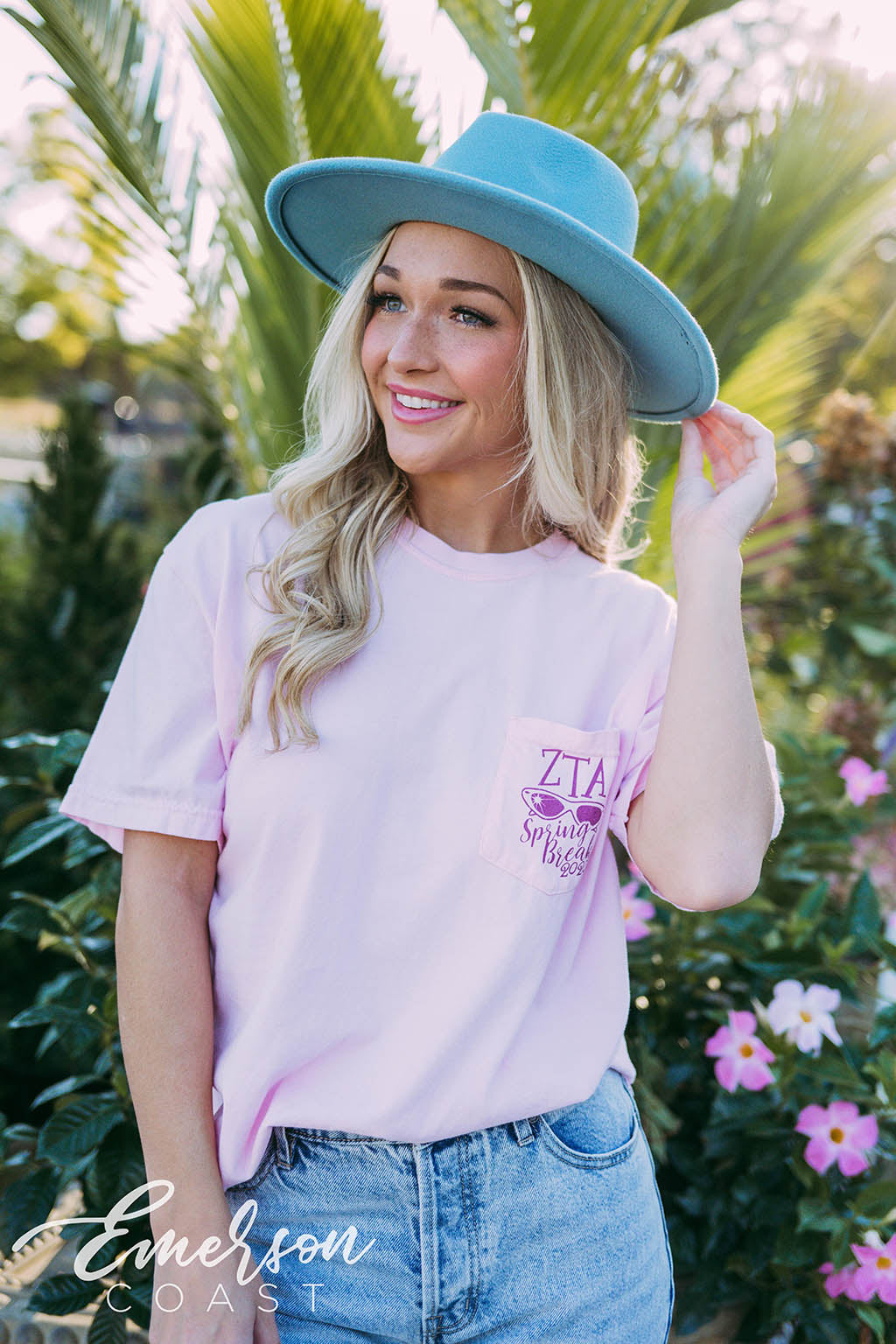 Zeta Tau Alpha Spring Break Overalls Pink Tee