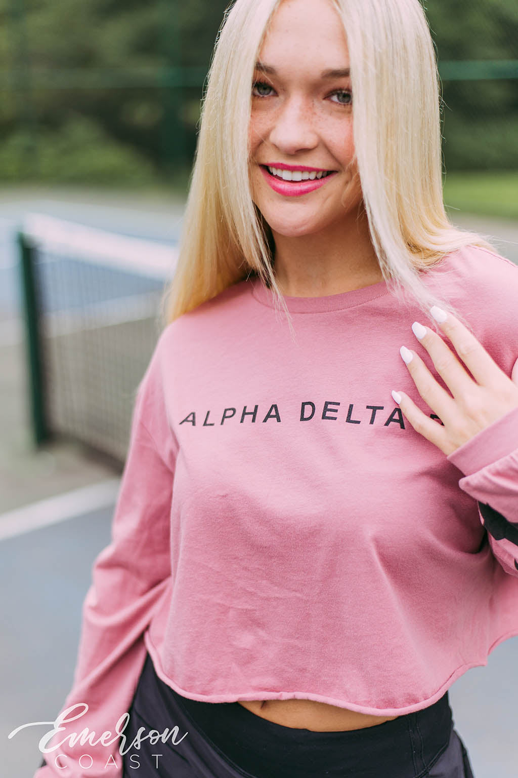 Alpha Delta Pi Star Crop Long Sleeve Tee