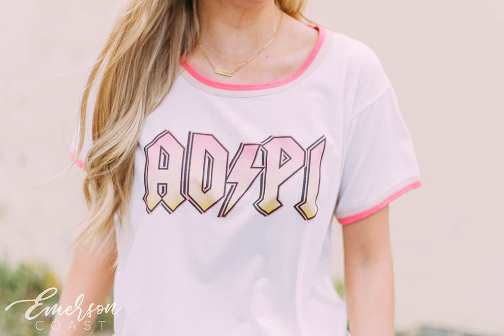 ADPi Retro Lightning Ringer Tshirt