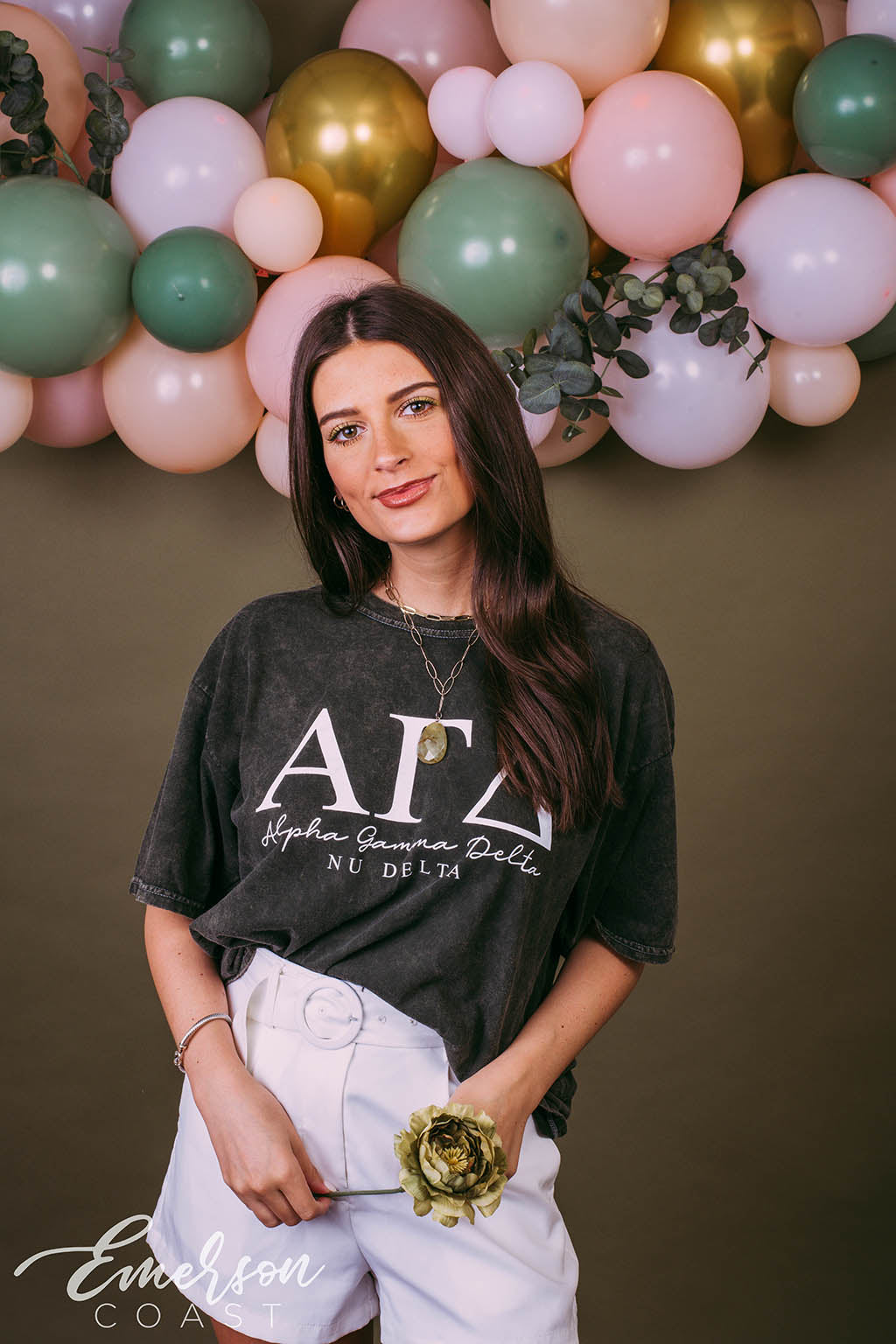 Alpha Gamma Delta PR Letters Mineral Wash T-Shirt